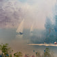 Large Impressionist Landscape Oil Painting Signed Bachmann Lakeside Garden