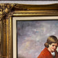 G.Wilson Vintage Oil painting on canvas, children playing with rabbit, framed