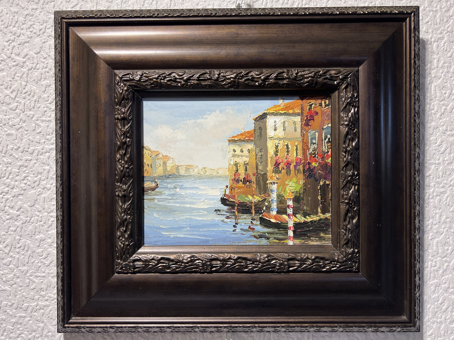 Original painting on canvas, European cityscape, Certificate of Authenticity