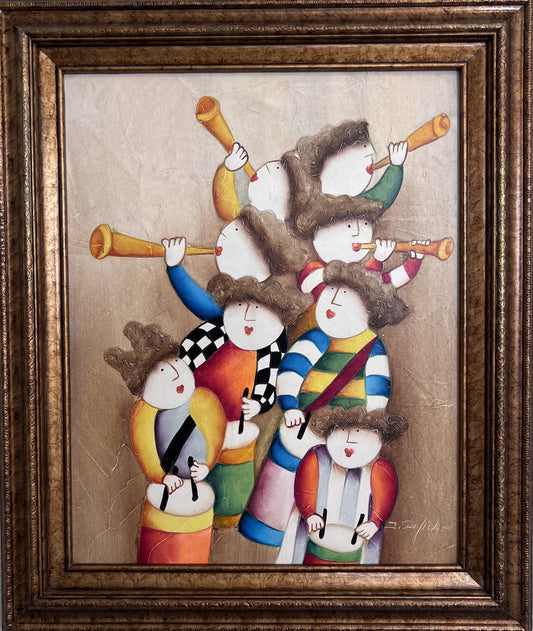 Joyce Roybal Original Painting on Canvas | Musicians | Signed & Framed Artwork