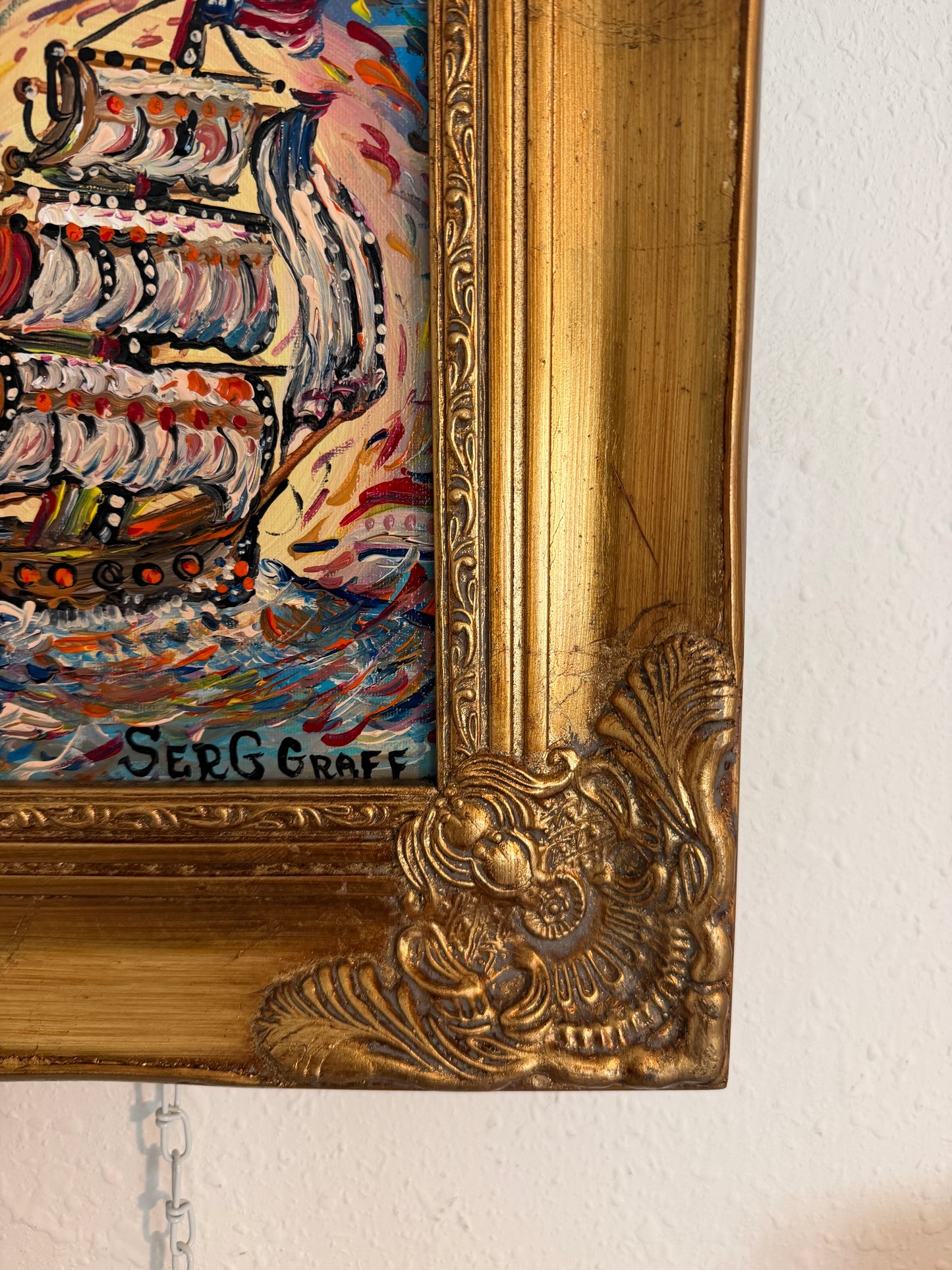 Serg Graff "Aurora" Original Acrylic Painting Nautical Ship Seascape Art, COA