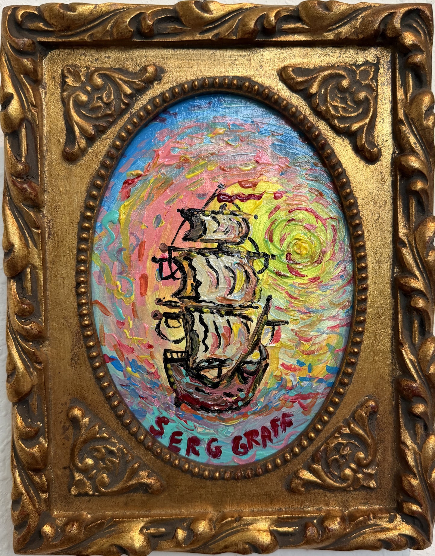 Serg Graff "Dawnstar" Seascape Acrylic Painting Sailing Ship Nautical Art
