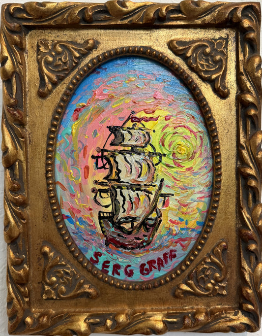 Serg Graff "Dawnstar" Seascape Acrylic Painting Sailing Ship Nautical Art