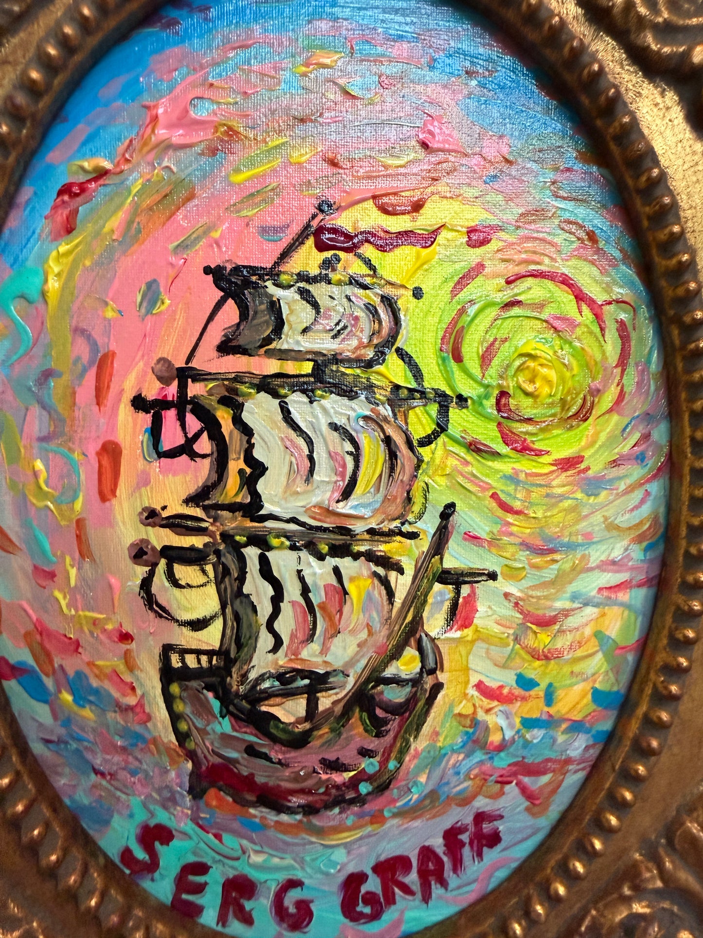 Serg Graff "Dawnstar" Seascape Acrylic Painting Sailing Ship Nautical Art