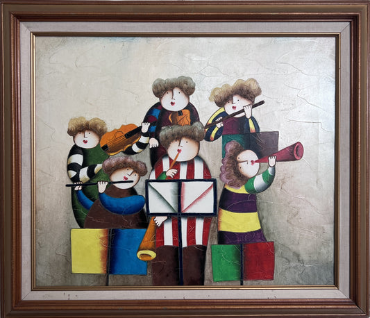 Joyce Roybal Original Painting on Canvas | Musicians | Signed & Framed Artwork