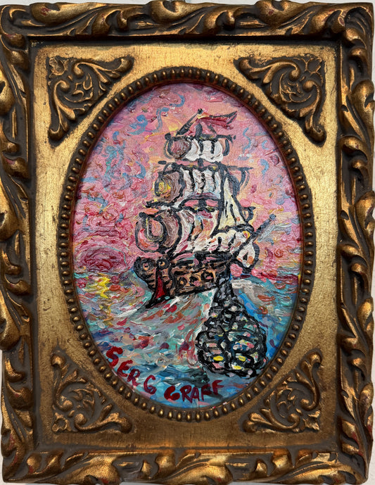 Serg Graff "Lucky Catch" Seascape Acrylic Painting Ship Nautical Art