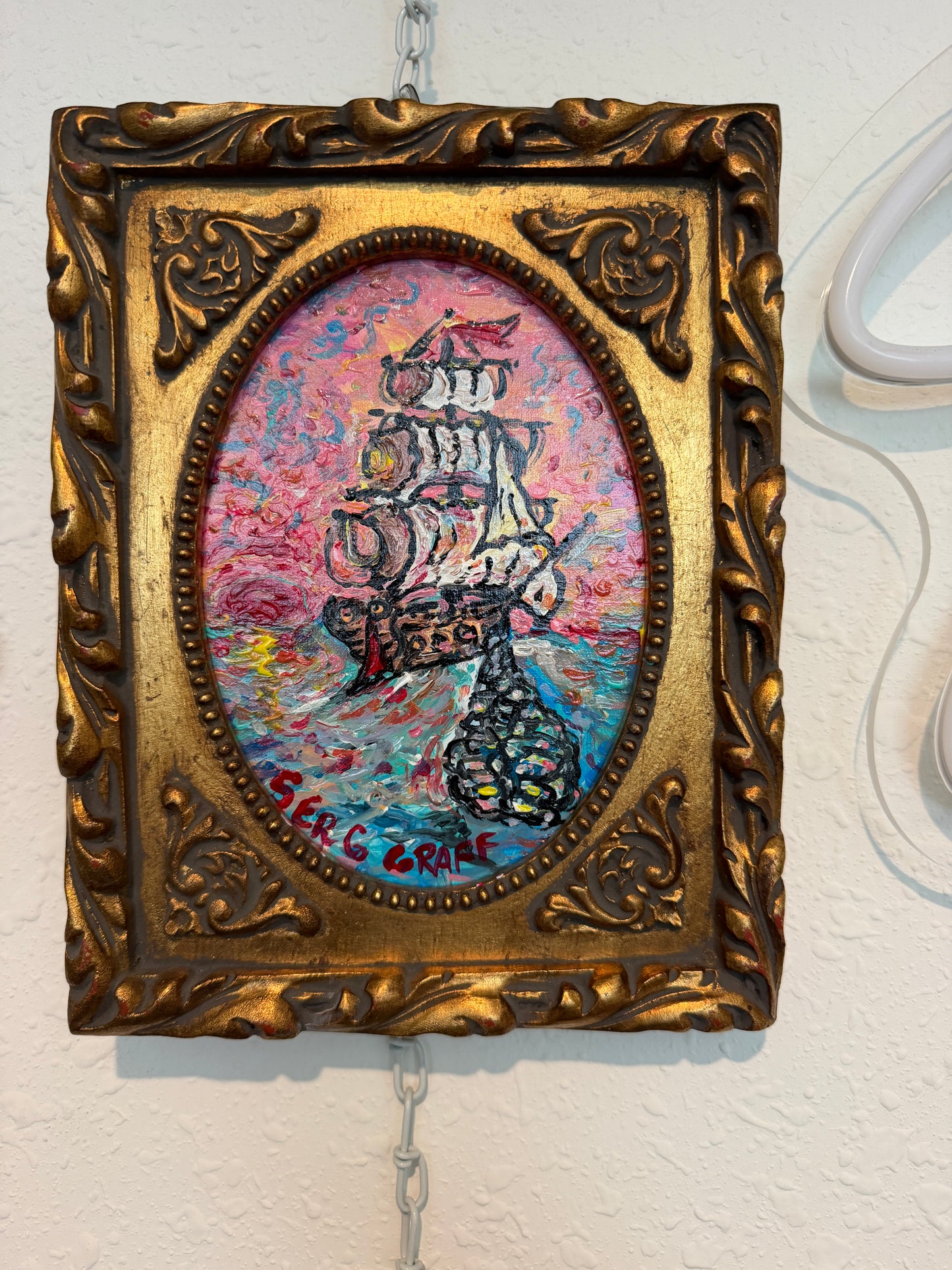 Serg Graff "Lucky Catch" Seascape Acrylic Painting Ship Nautical Art