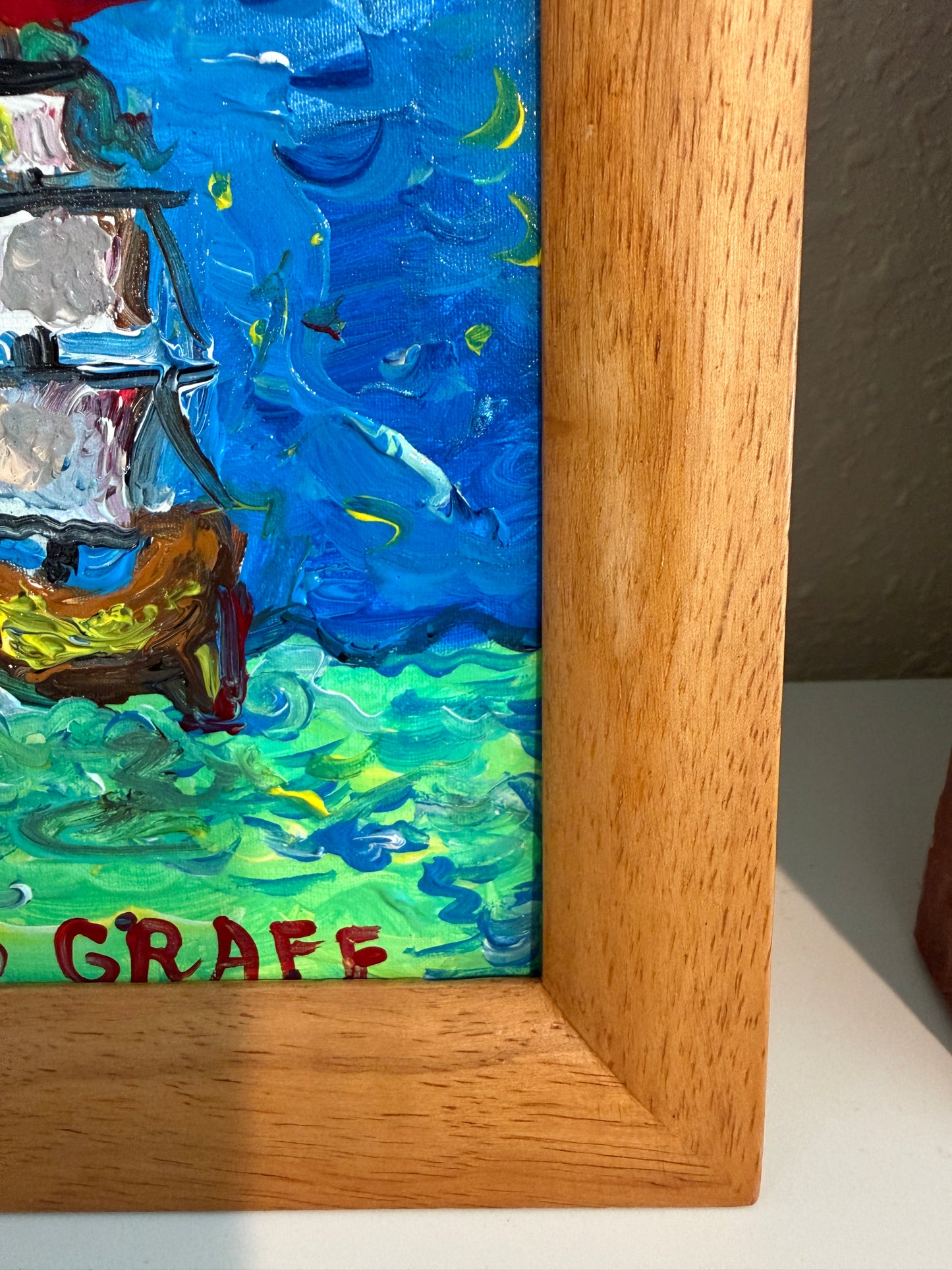 Serg Graff "Luna Maris" Seascape Acrylic Painting Moonlit Ship Nautical Art
