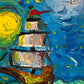 Serg Graff "Luna Maris" Seascape Acrylic Painting Moonlit Ship Nautical Art