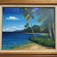 Tropical Beach Oil Painting Signed M Gordon, Palm Tree Seascape, Caribbean Coast