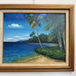 Tropical Beach Oil Painting Signed M Gordon, Palm Tree Seascape, Caribbean Coast