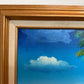 Tropical Beach Oil Painting Signed M Gordon, Palm Tree Seascape, Caribbean Coast