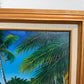 Tropical Beach Oil Painting Signed M Gordon, Palm Tree Seascape, Caribbean Coast