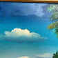 Tropical Beach Oil Painting Signed M Gordon, Palm Tree Seascape, Caribbean Coast