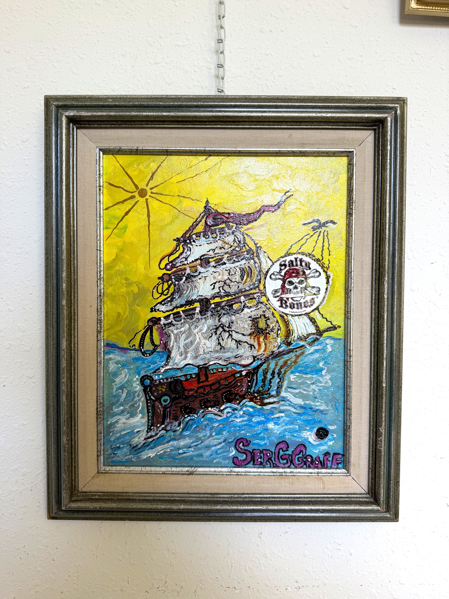 Pirate Ship of Destiny by Serg Graff Acrylic Painting Framed Nautical Art, COA