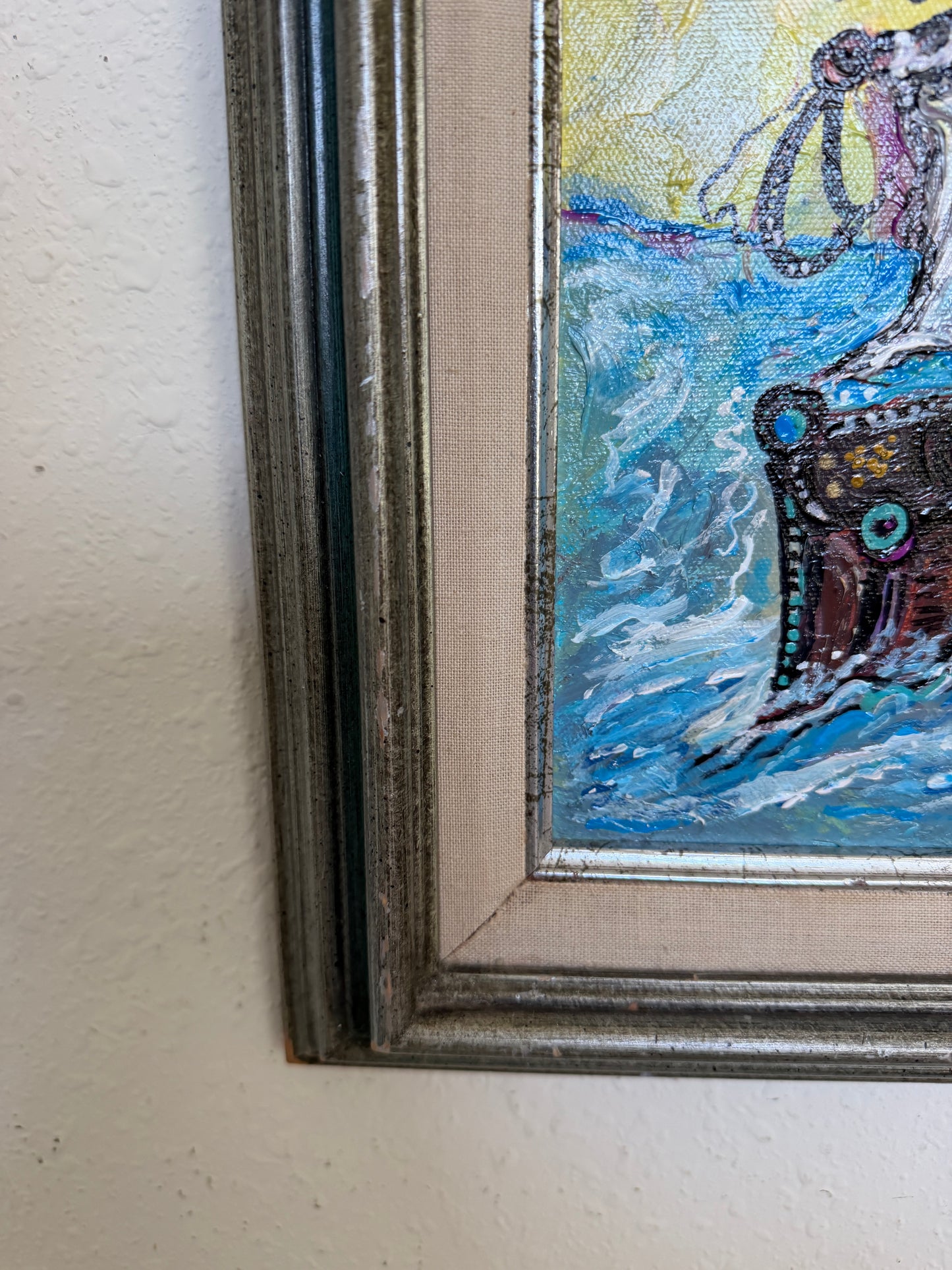 Pirate Ship of Destiny by Serg Graff Acrylic Painting Framed Nautical Art, COA