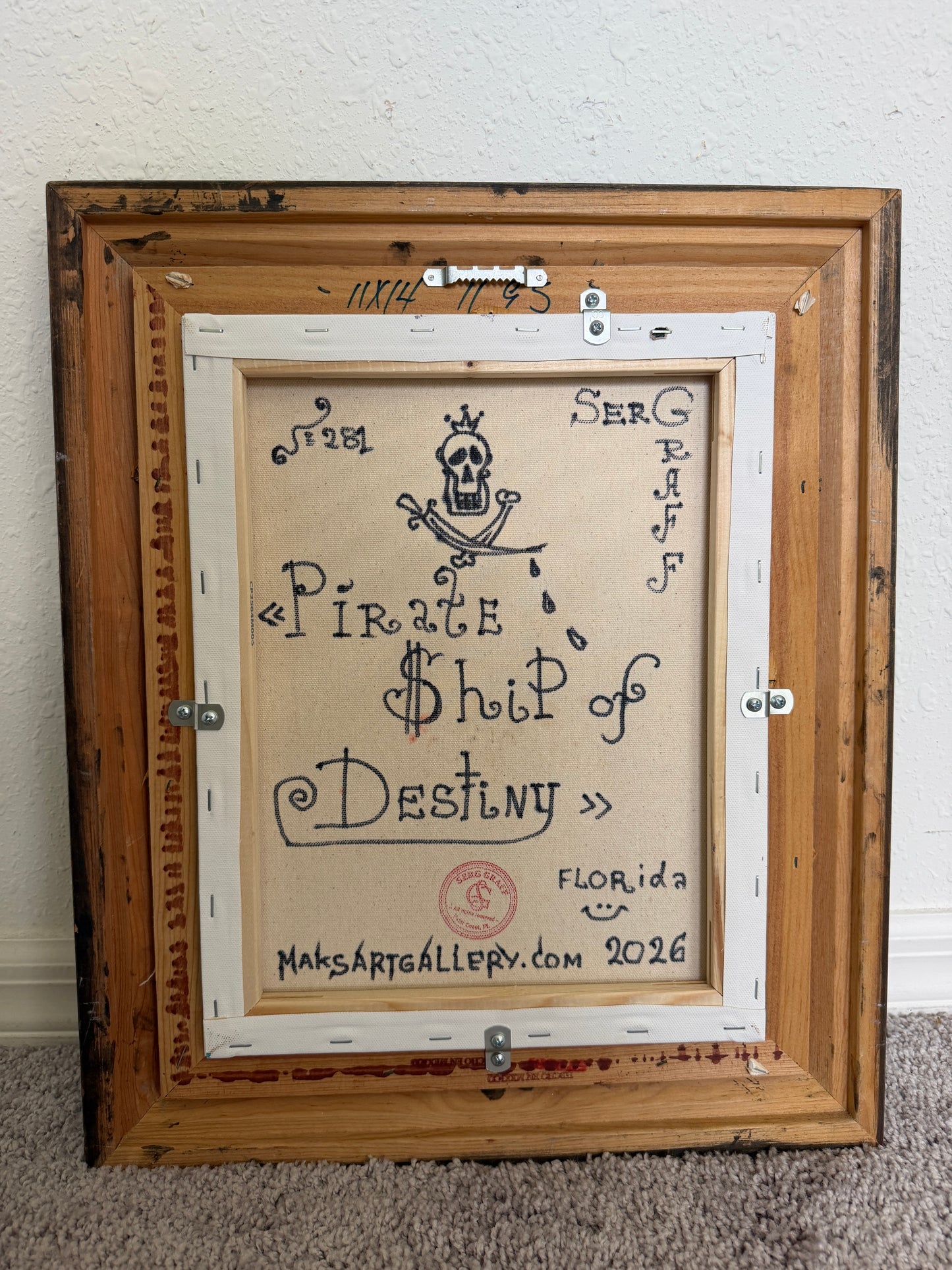 Pirate Ship of Destiny by Serg Graff Acrylic Painting Framed Nautical Art, COA