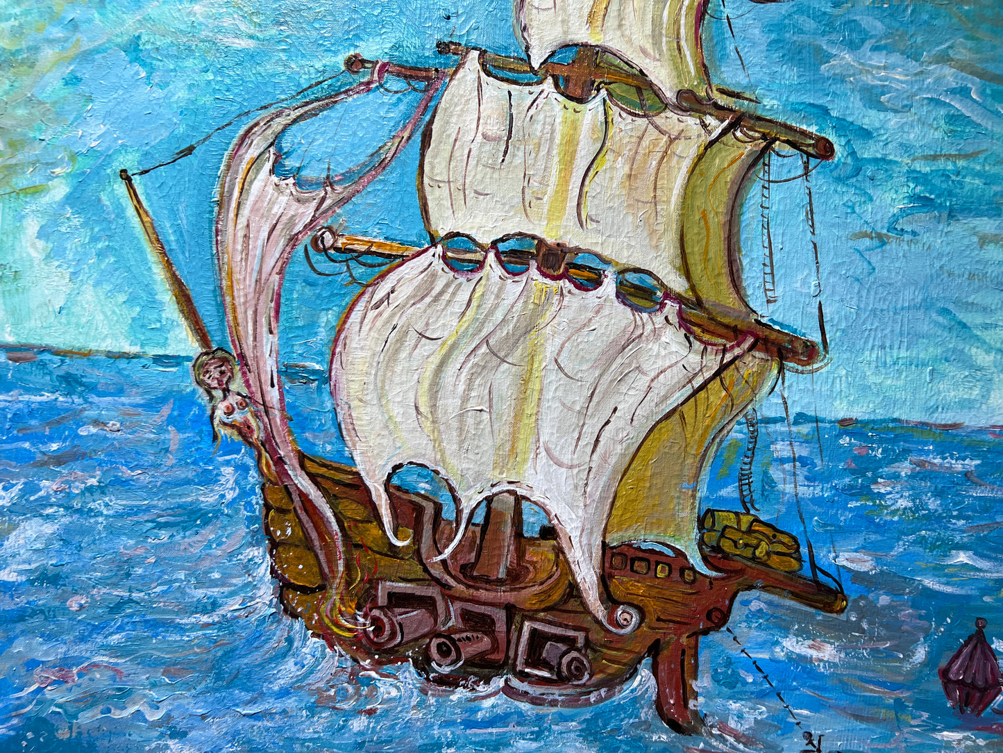 Original painting on canvas by Serg Graff, Skipper "Sea Wolf", seascape, COA