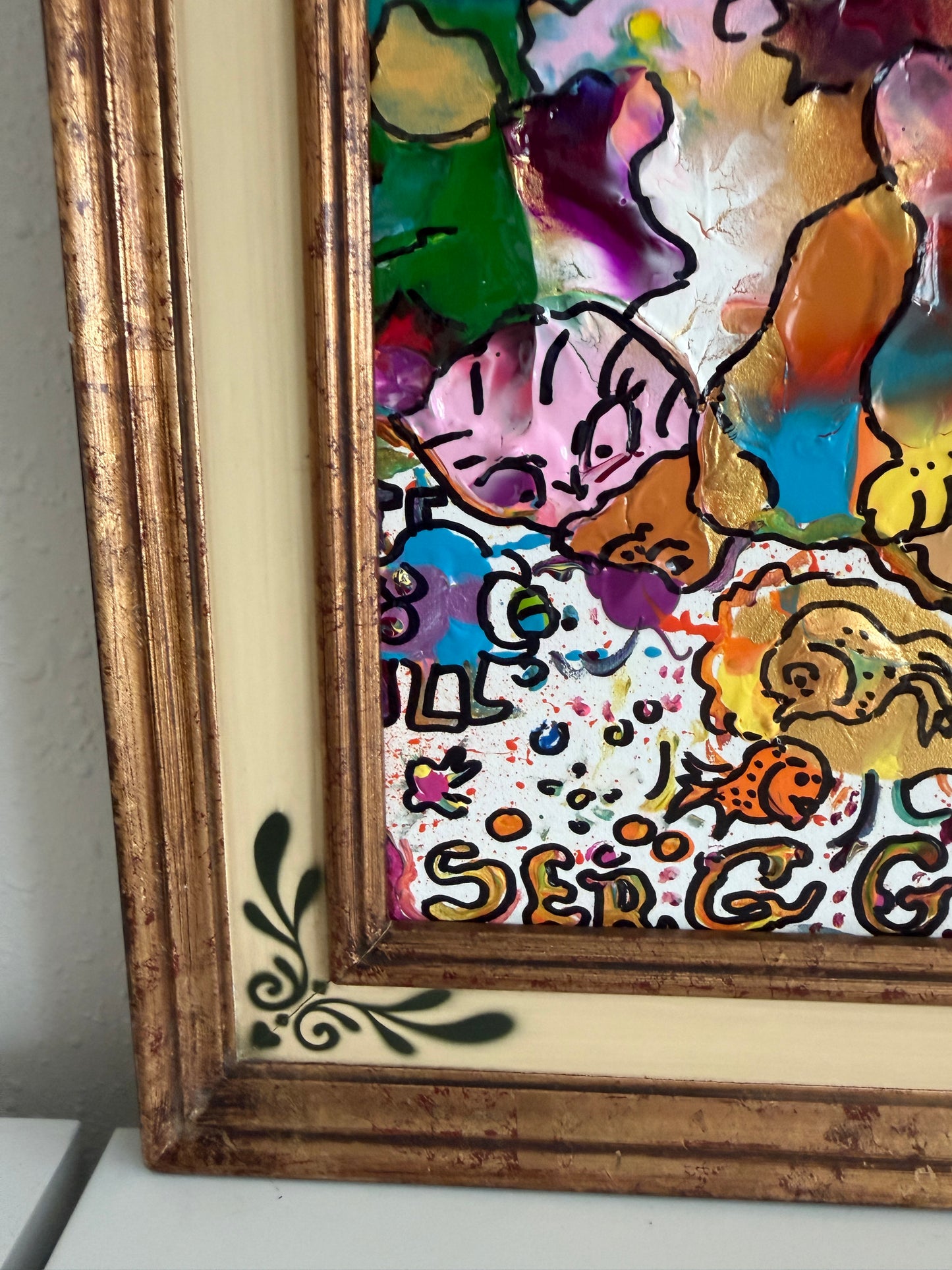 Set of 2 Abstract Paintings by Serg Graff "Flower Fairy" | "Mr Umbrella" Framed