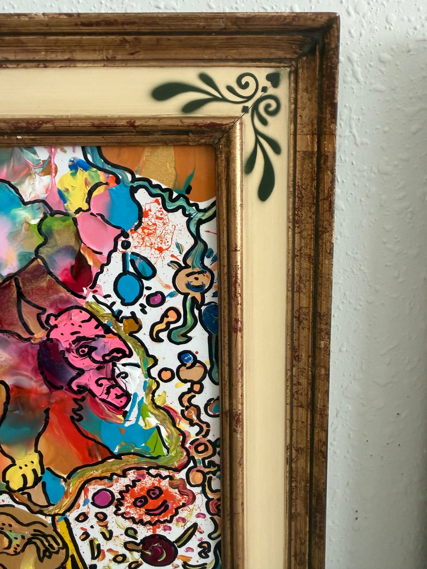 Set of 2 Abstract Paintings by Serg Graff "Flower Fairy" | "Mr Umbrella" Framed
