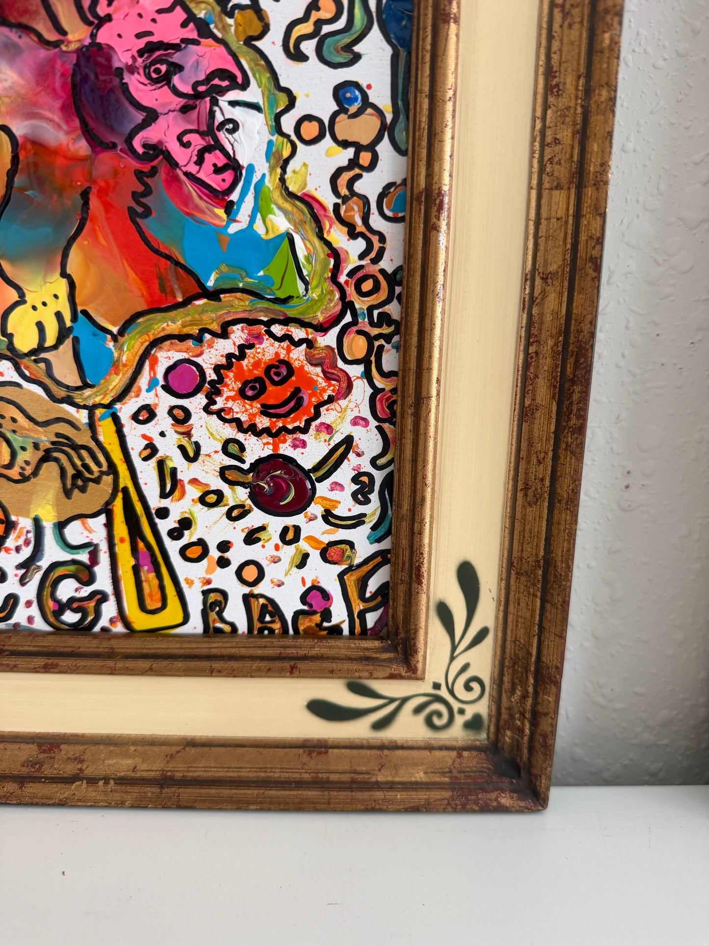 Set of 2 Abstract Paintings by Serg Graff "Flower Fairy" | "Mr Umbrella" Framed