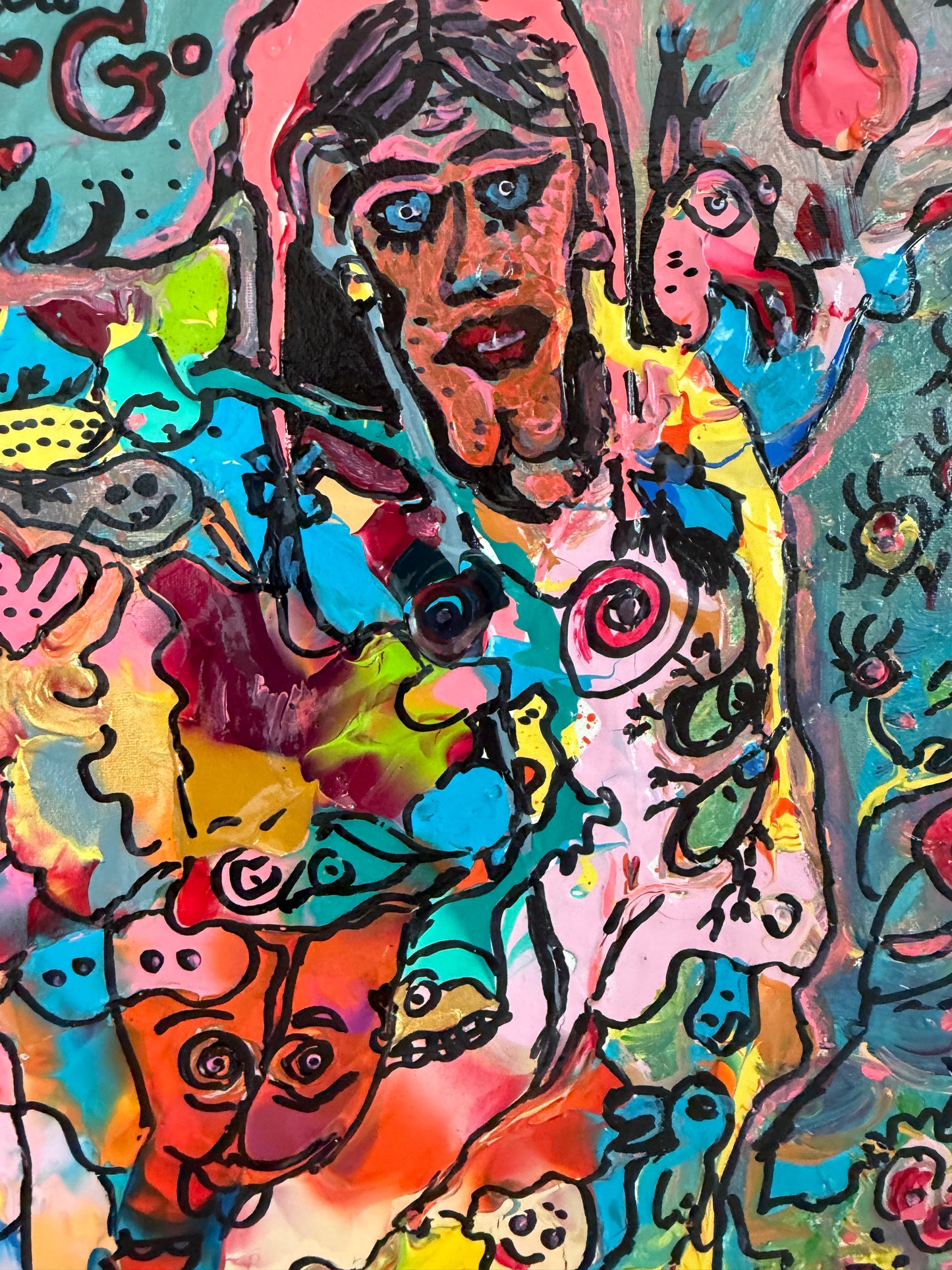 Set of 2 Abstract Paintings by Serg Graff "Flower Fairy" | "Mr Umbrella" Framed
