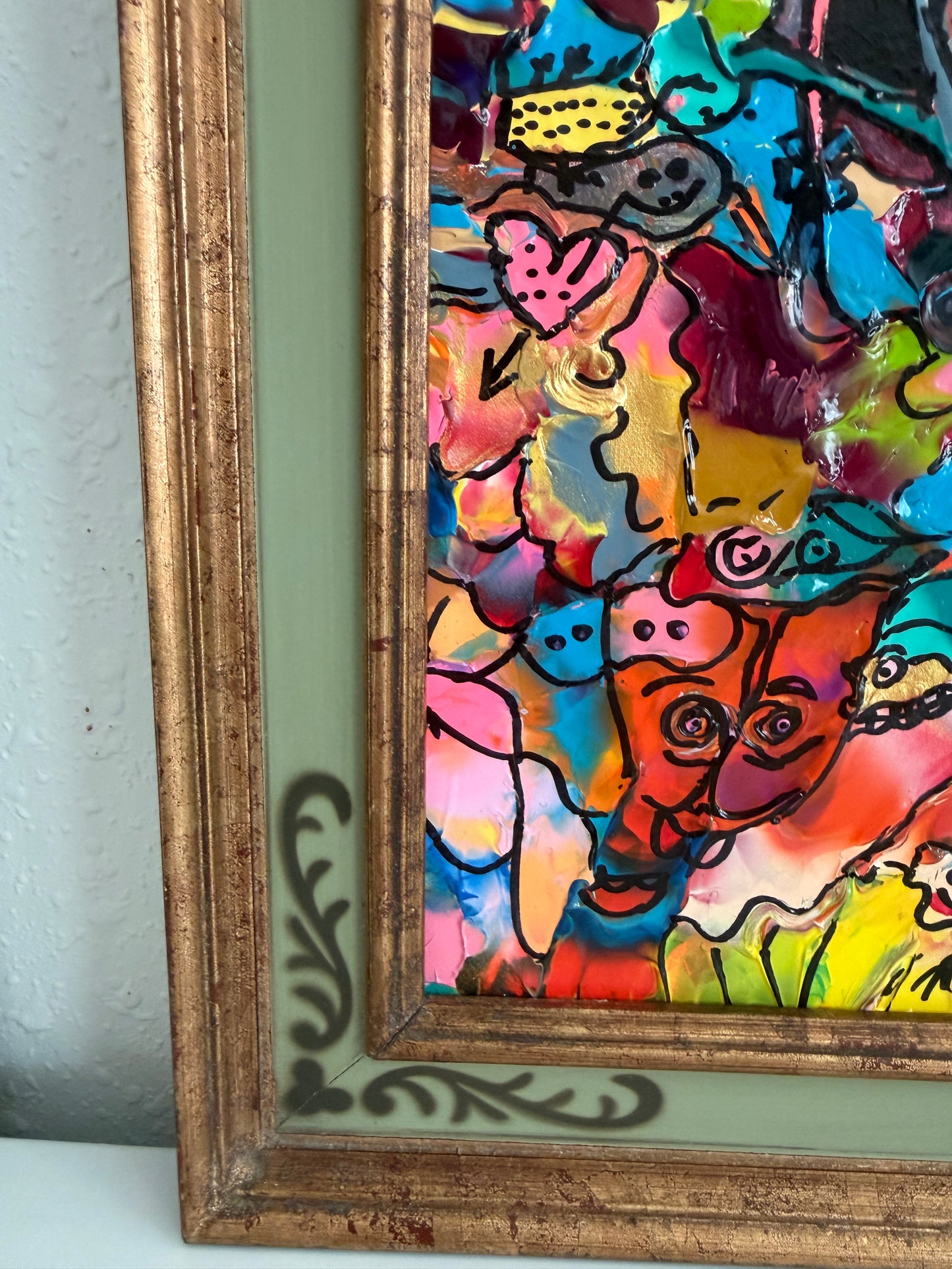 Set of 2 Abstract Paintings by Serg Graff "Flower Fairy" | "Mr Umbrella" Framed