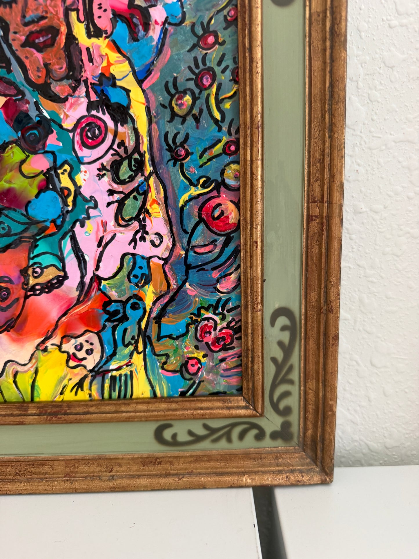 Set of 2 Abstract Paintings by Serg Graff "Flower Fairy" | "Mr Umbrella" Framed