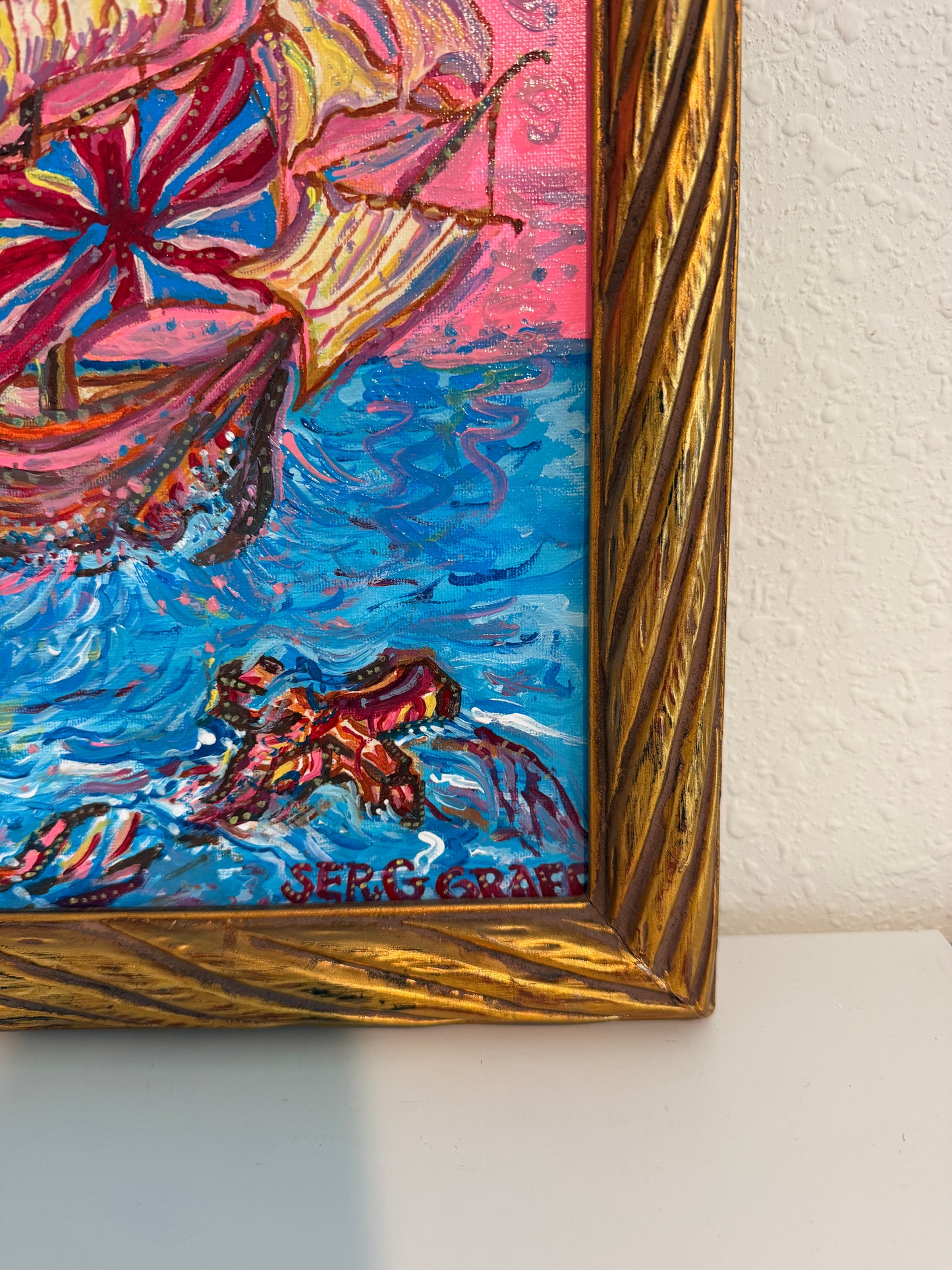 Serg Graff “Manifesto” Original Painting, Fantasy Ship Seascape, Nautical Art