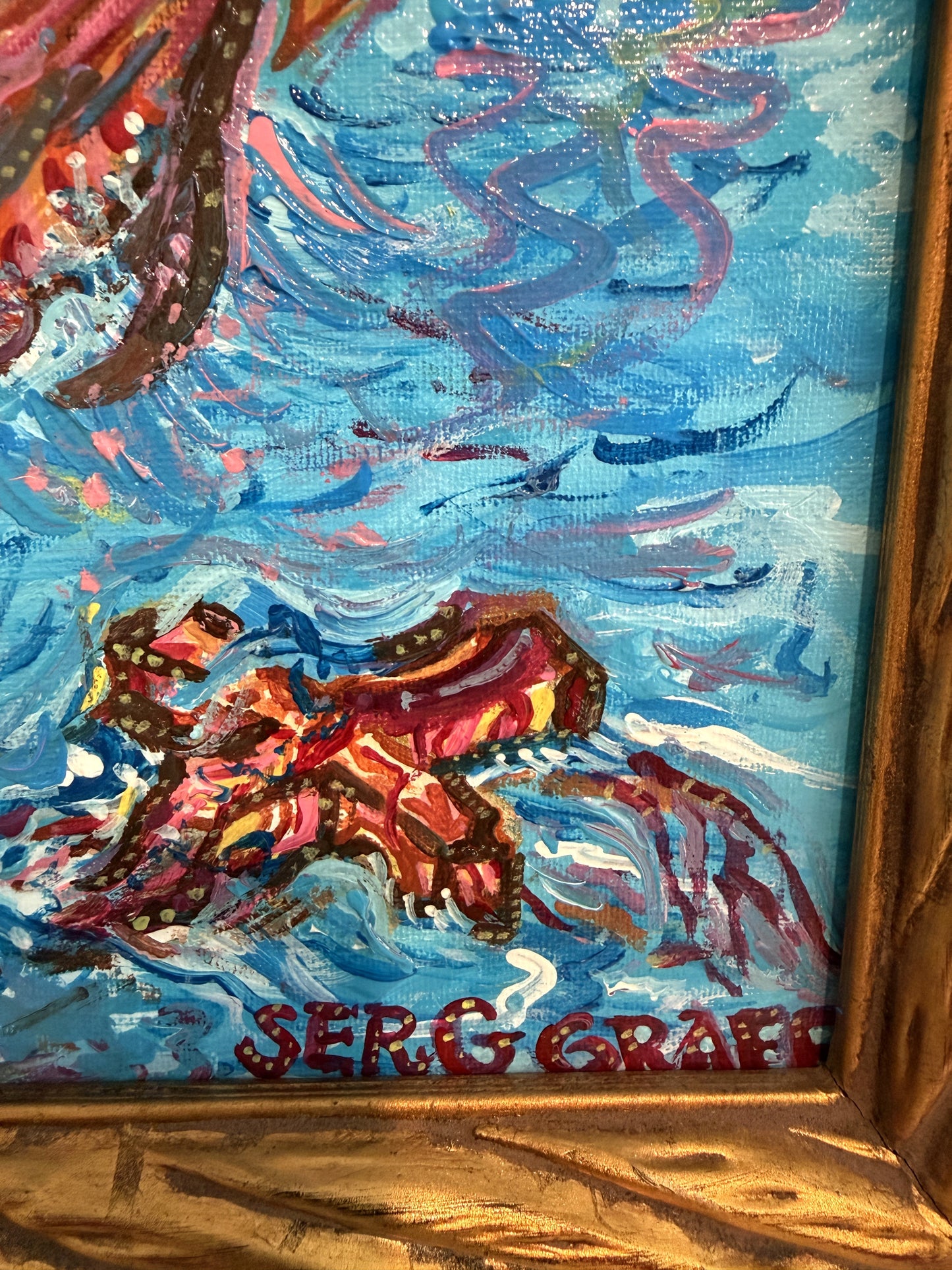 Serg Graff “Manifesto” Original Painting, Fantasy Ship Seascape, Nautical Art