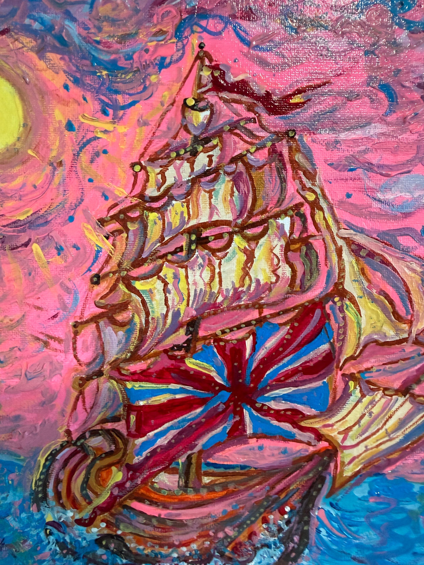 Serg Graff “Manifesto” Original Painting, Fantasy Ship Seascape, Nautical Art