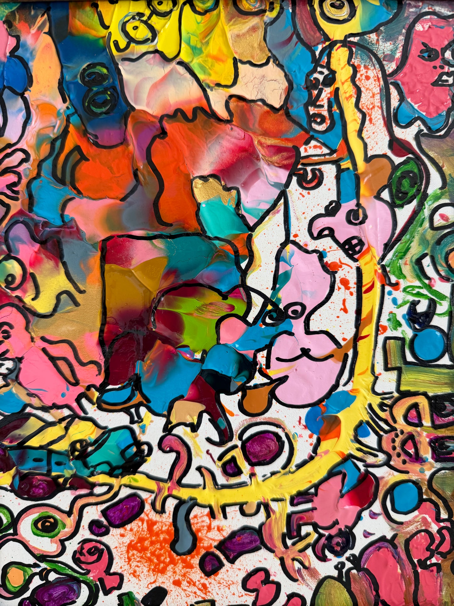 Serg Graff "Find Mr. Squiggle" Abstract Acrylic Painting Framed Outsider Art COA