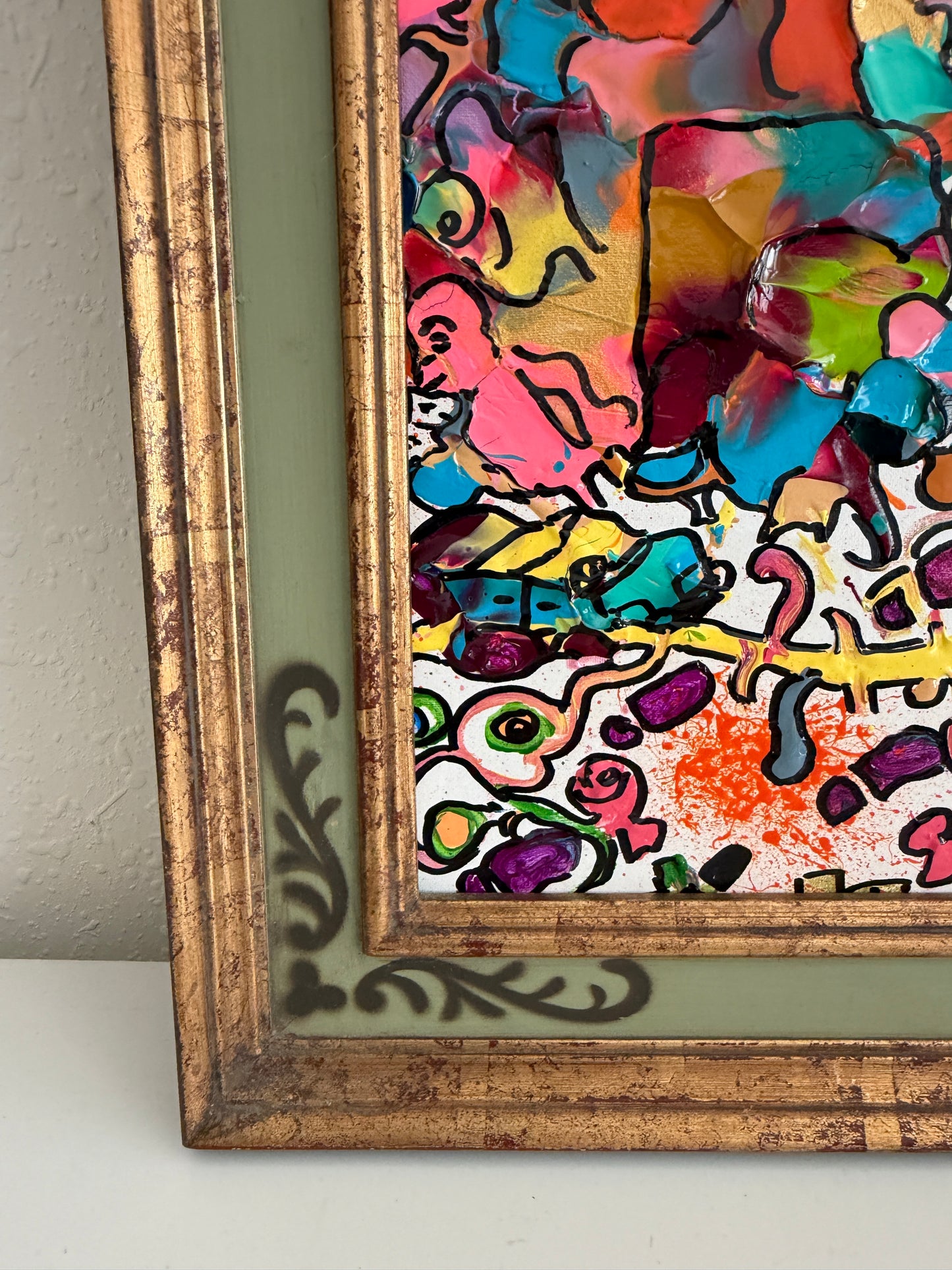 Serg Graff "Find Mr. Squiggle" Abstract Acrylic Painting Framed Outsider Art COA