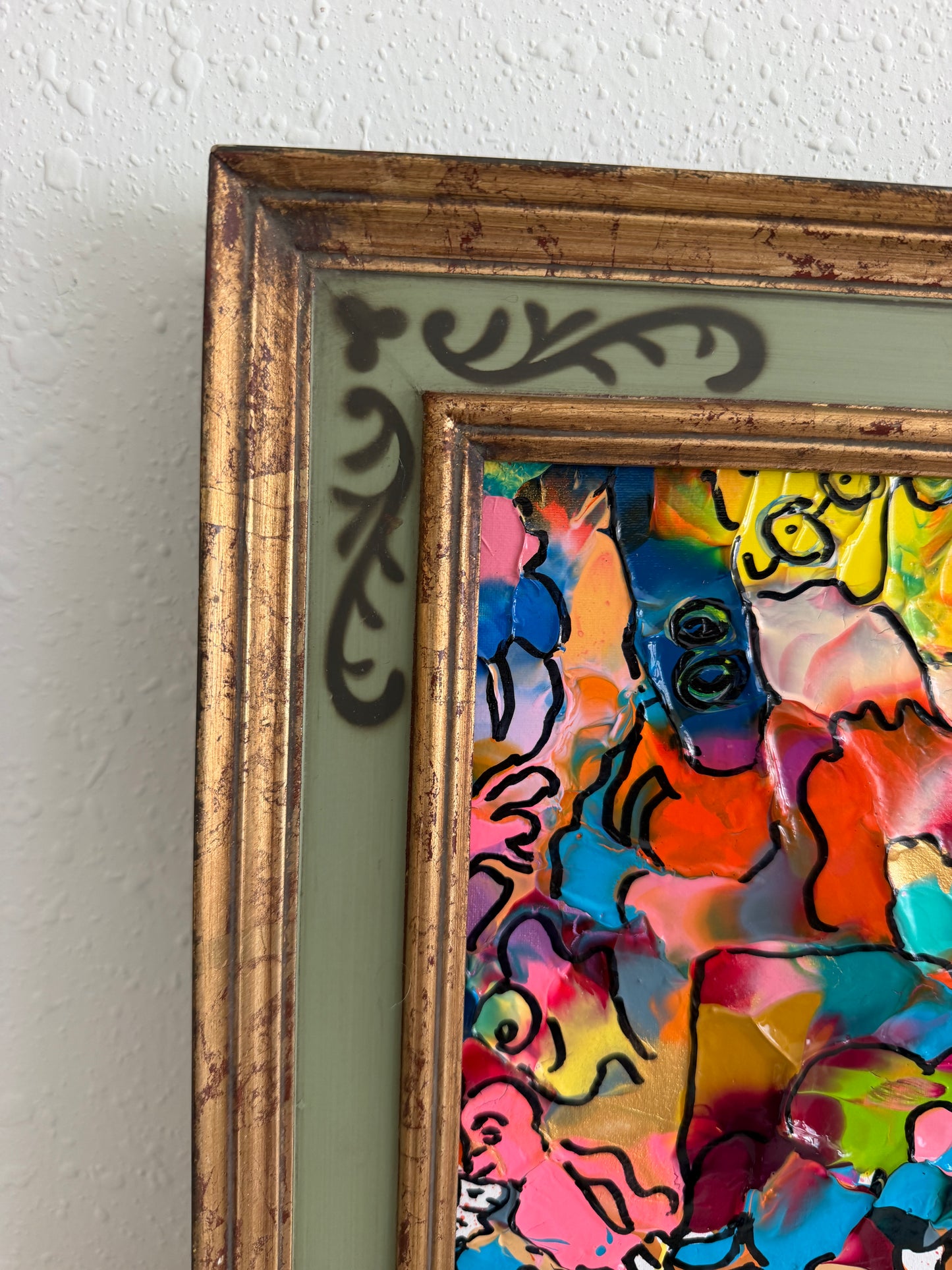Serg Graff "Find Mr. Squiggle" Abstract Acrylic Painting Framed Outsider Art COA