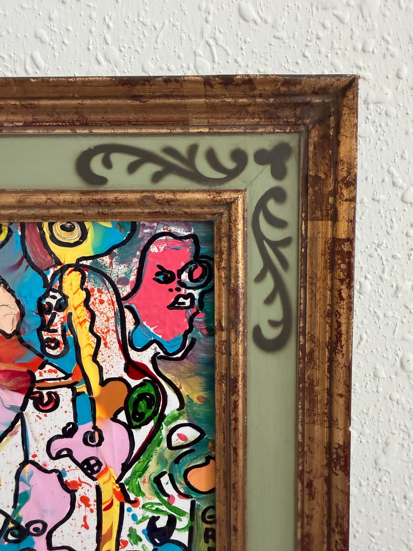 Serg Graff "Find Mr. Squiggle" Abstract Acrylic Painting Framed Outsider Art COA