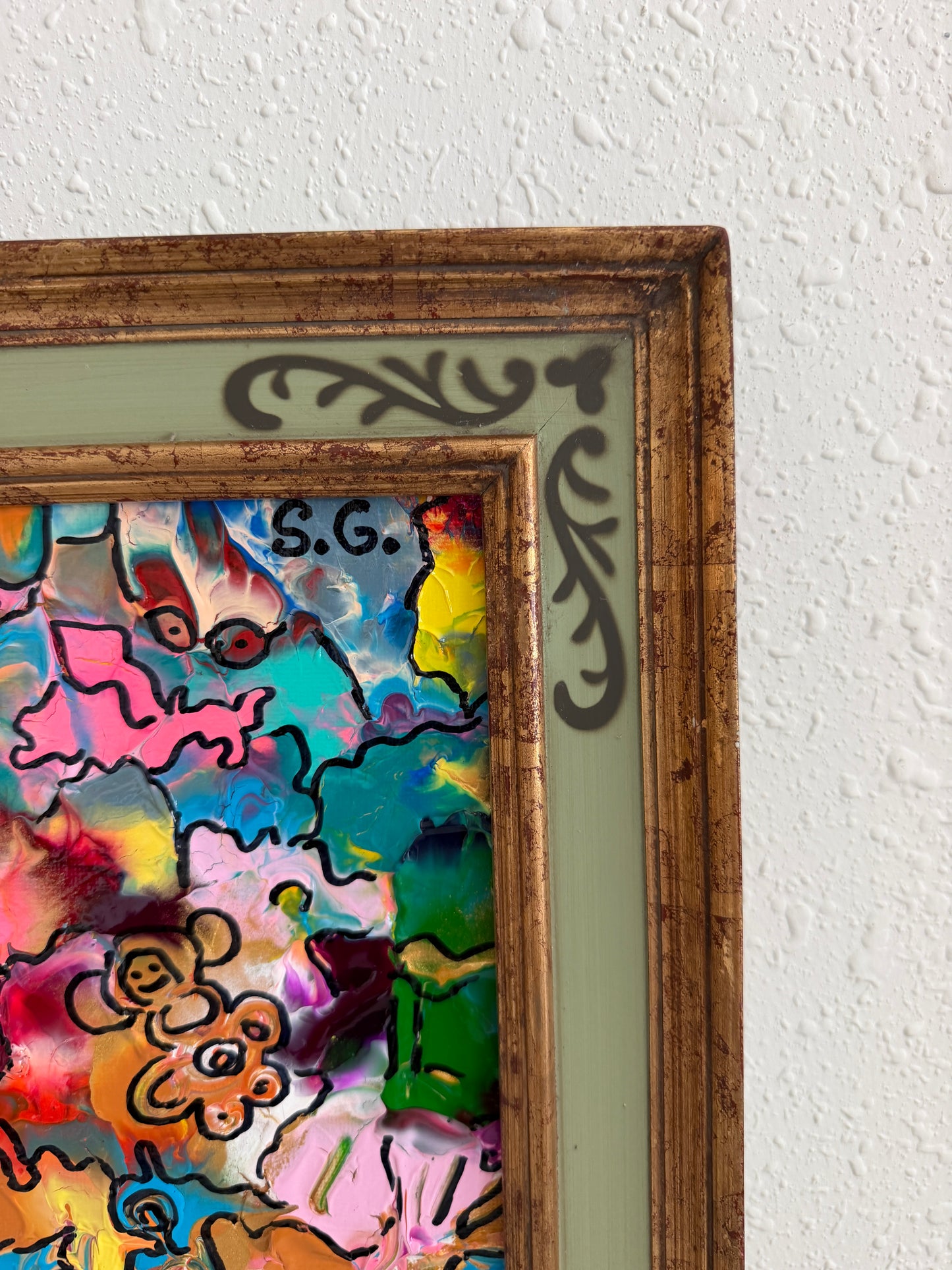 Serg Graff "Sleeping City" Abstract Acrylic Painting Framed Outsider Art COA