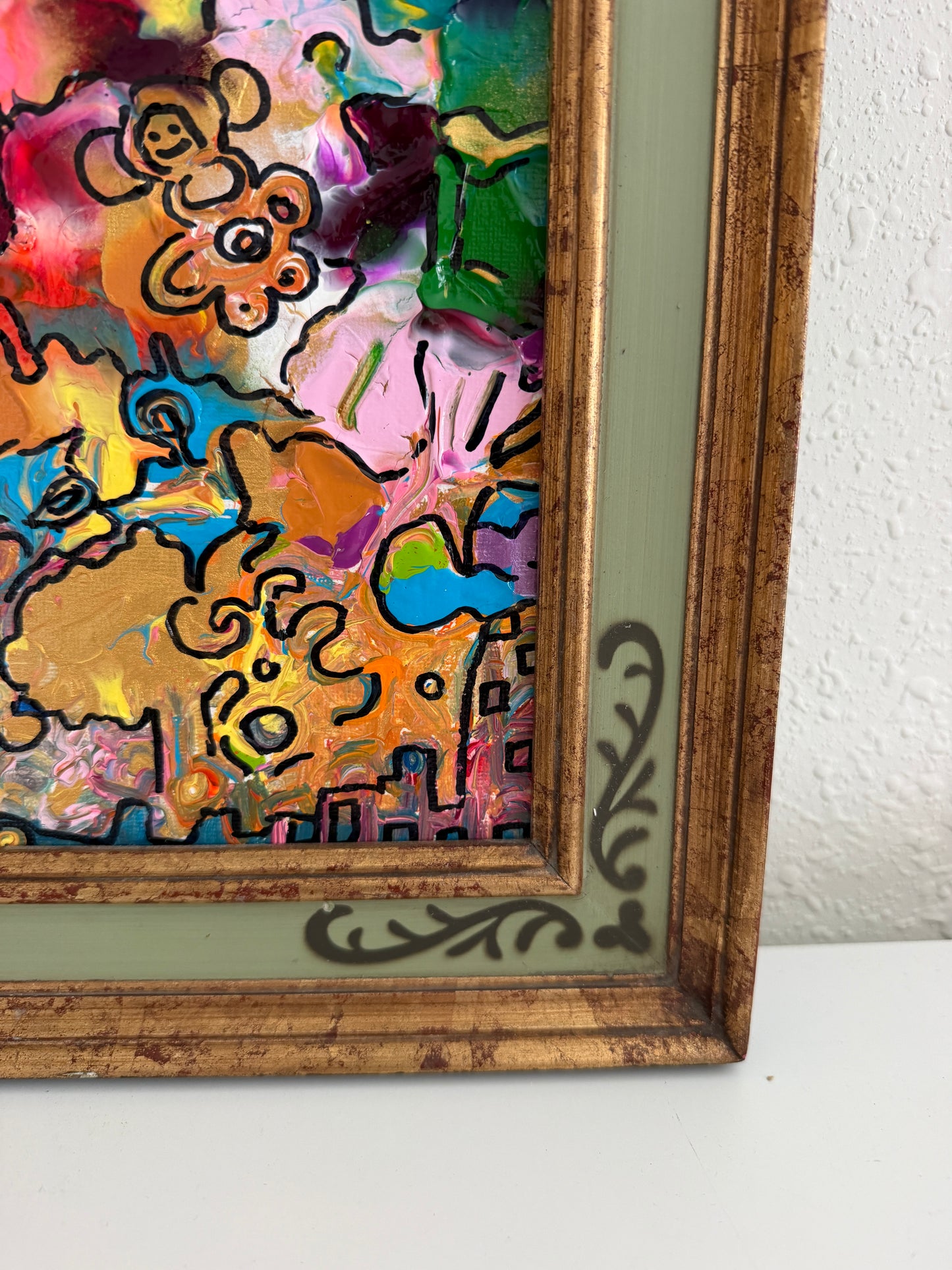 Serg Graff "Sleeping City" Abstract Acrylic Painting Framed Outsider Art COA