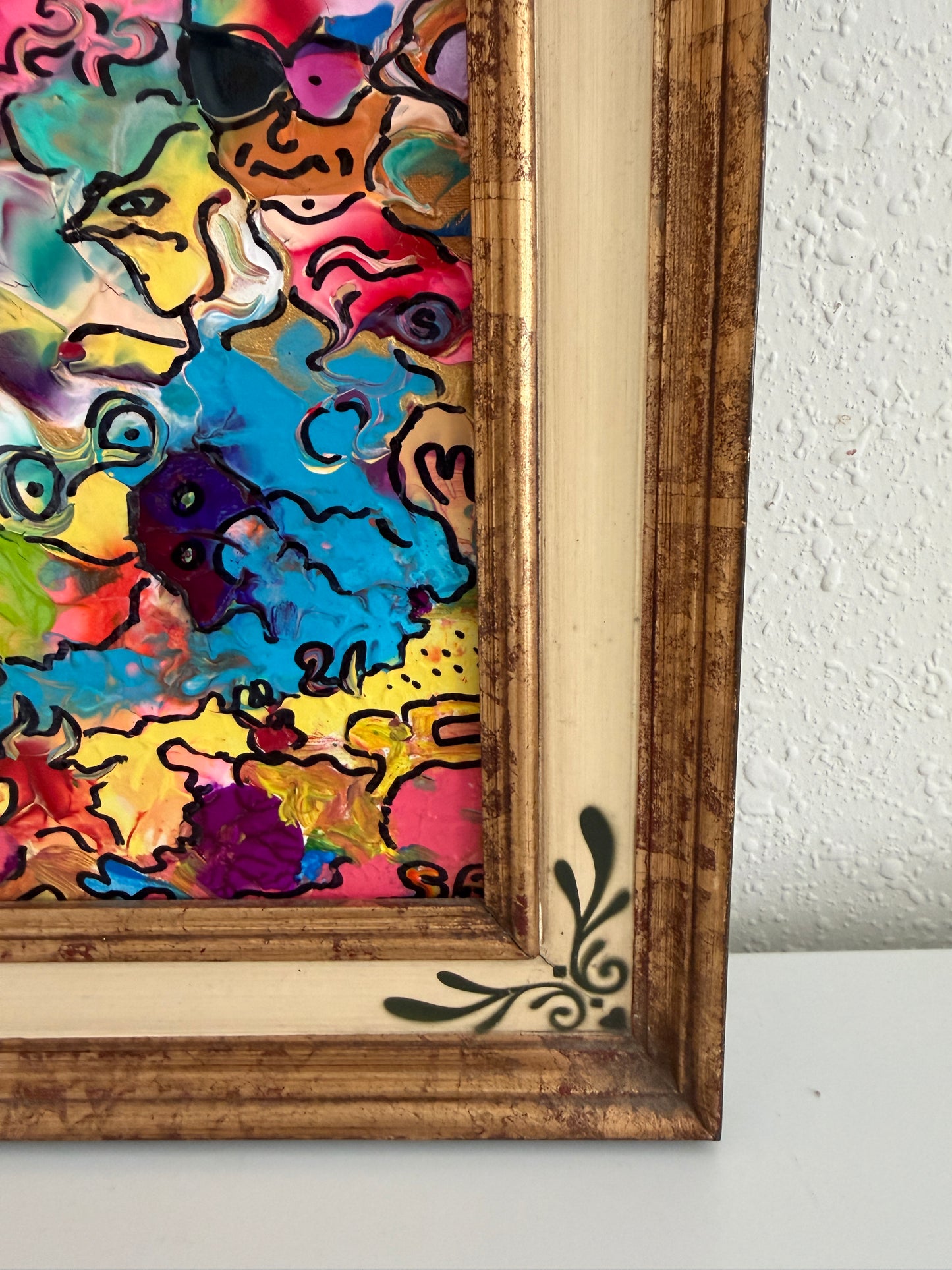 Serg Graff "The Relatives" Abstract Acrylic Painting Framed Outsider Art COA