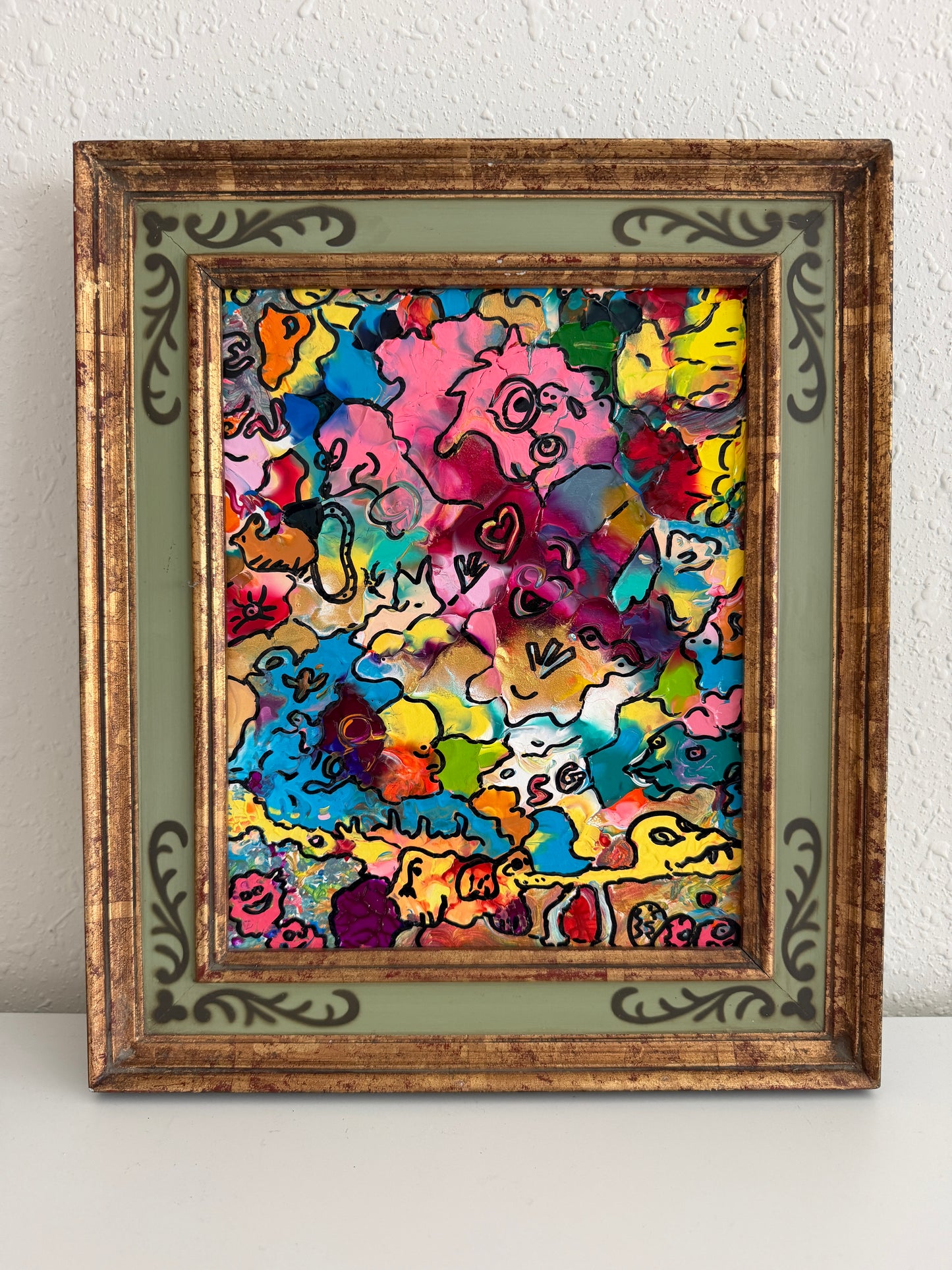 Serg Graff "Pets" Abstract Acrylic Painting Framed Outsider Art COA