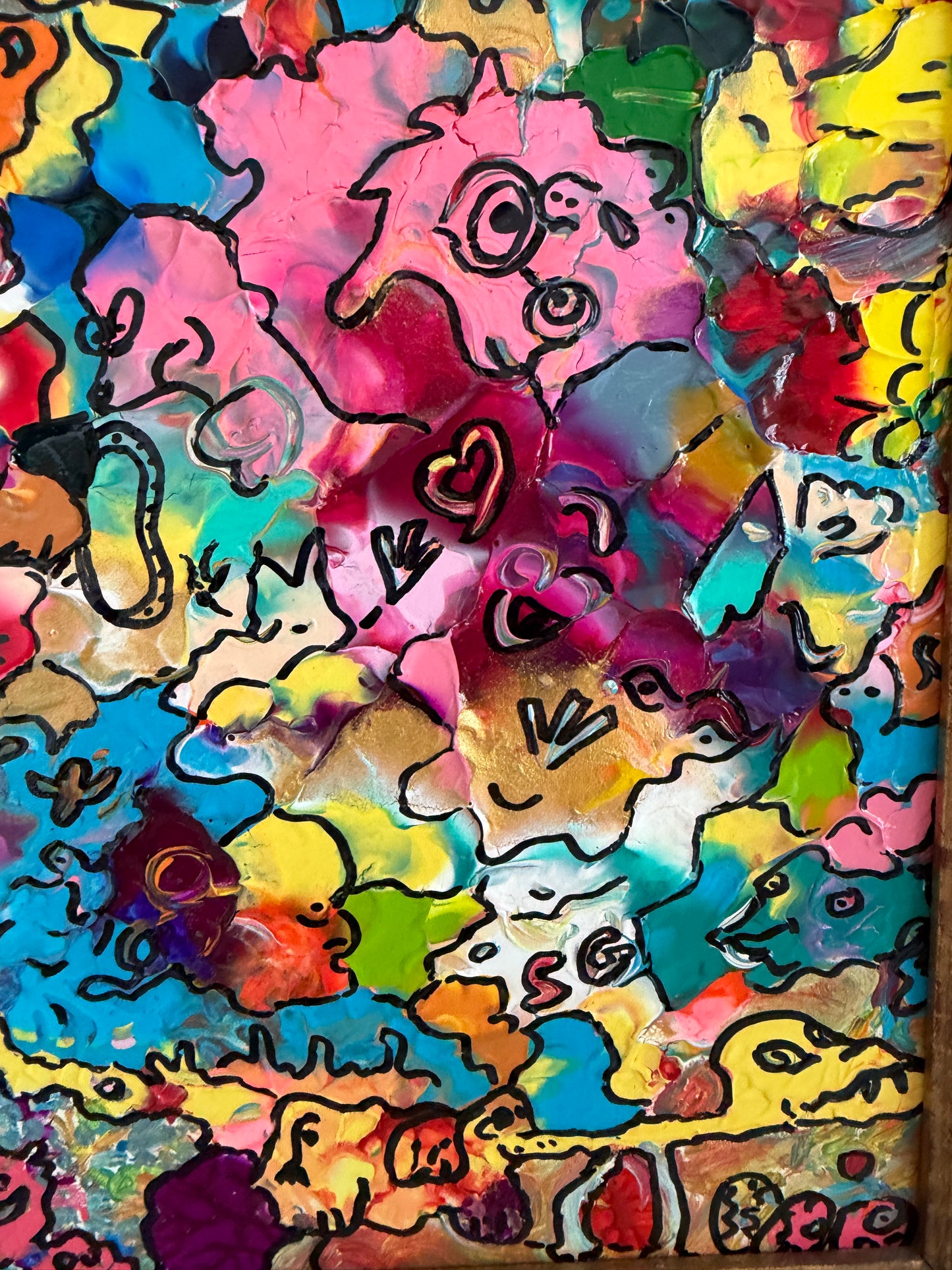 Serg Graff "Pets" Abstract Acrylic Painting Framed Outsider Art COA