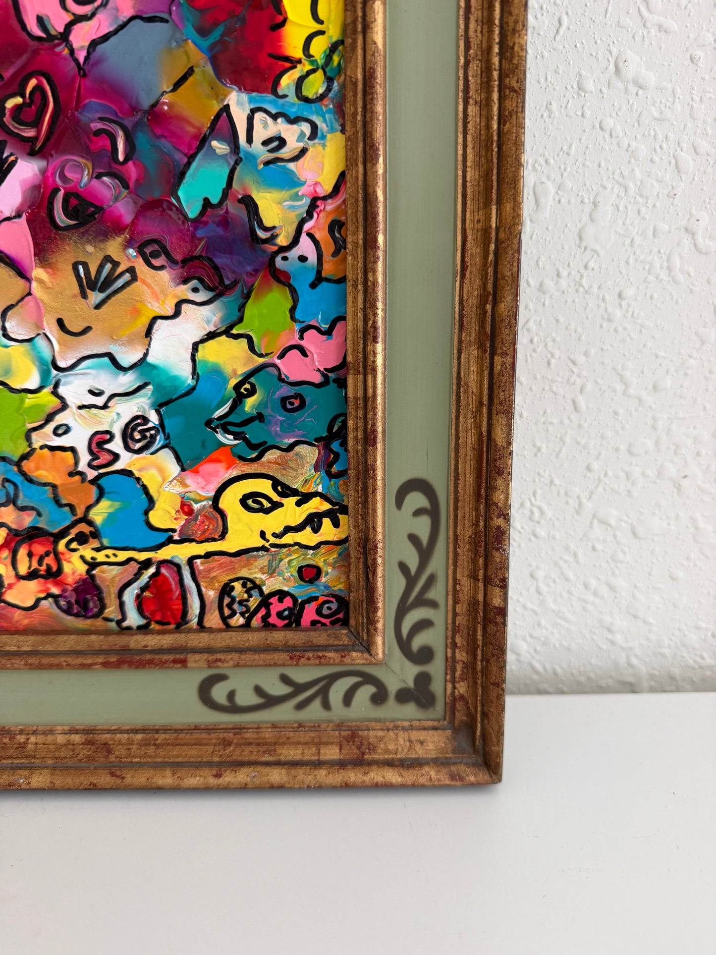 Serg Graff "Pets" Abstract Acrylic Painting Framed Outsider Art COA