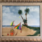 Magic Umbrella Beach Scene Painting by Serg Graff | Original Framed, COA