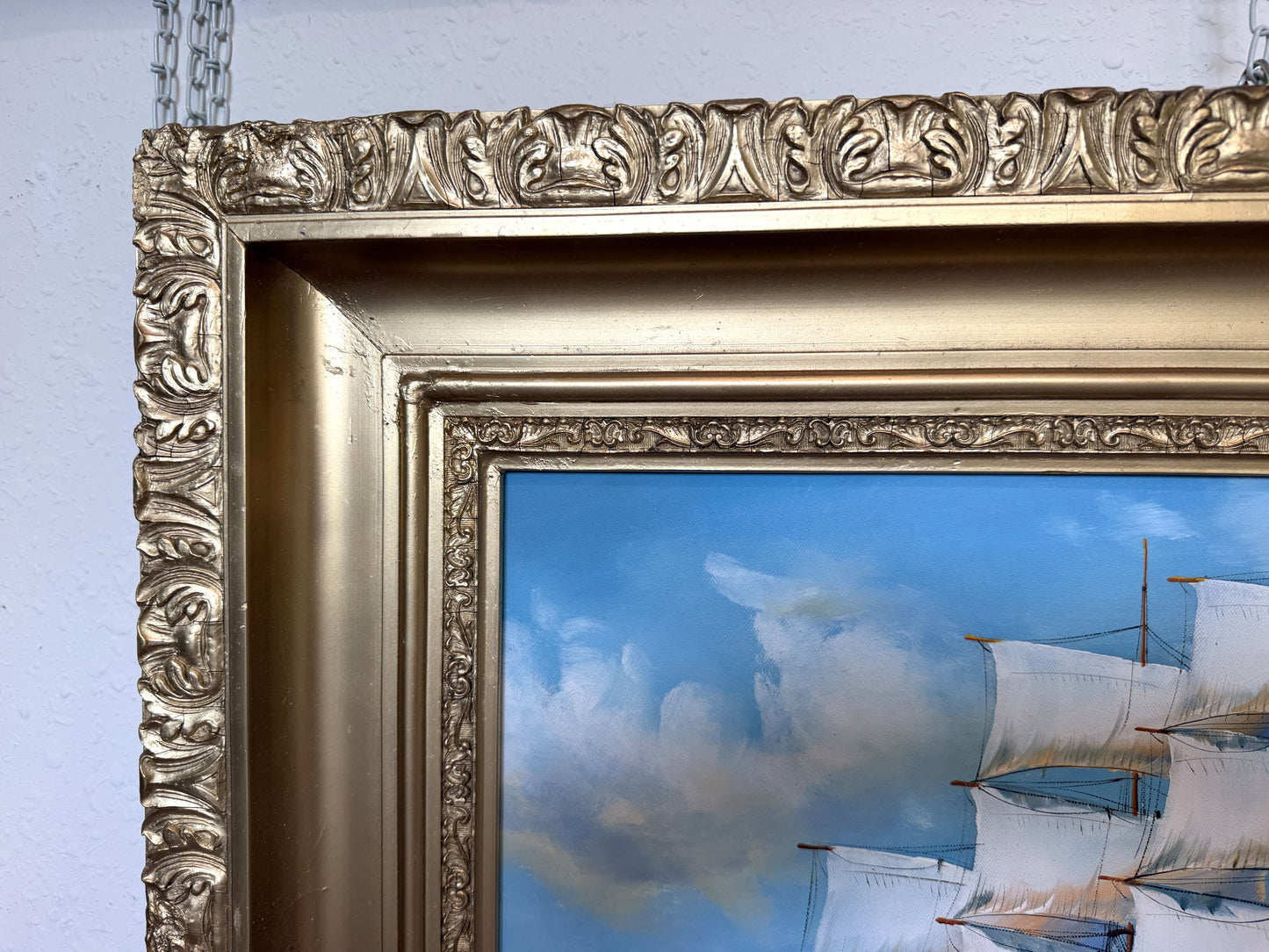 Vintage Oil Painting Tall Ship Seascape Signed K. Dossi Maritime Marine Art