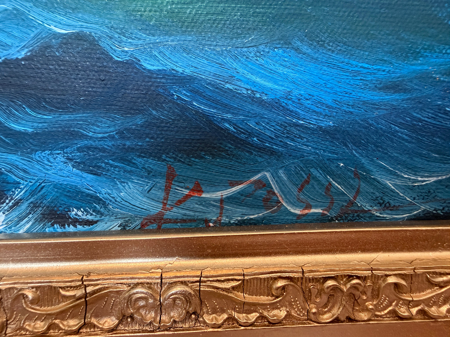 Vintage Oil Painting Tall Ship Seascape Signed K. Dossi Maritime Marine Art