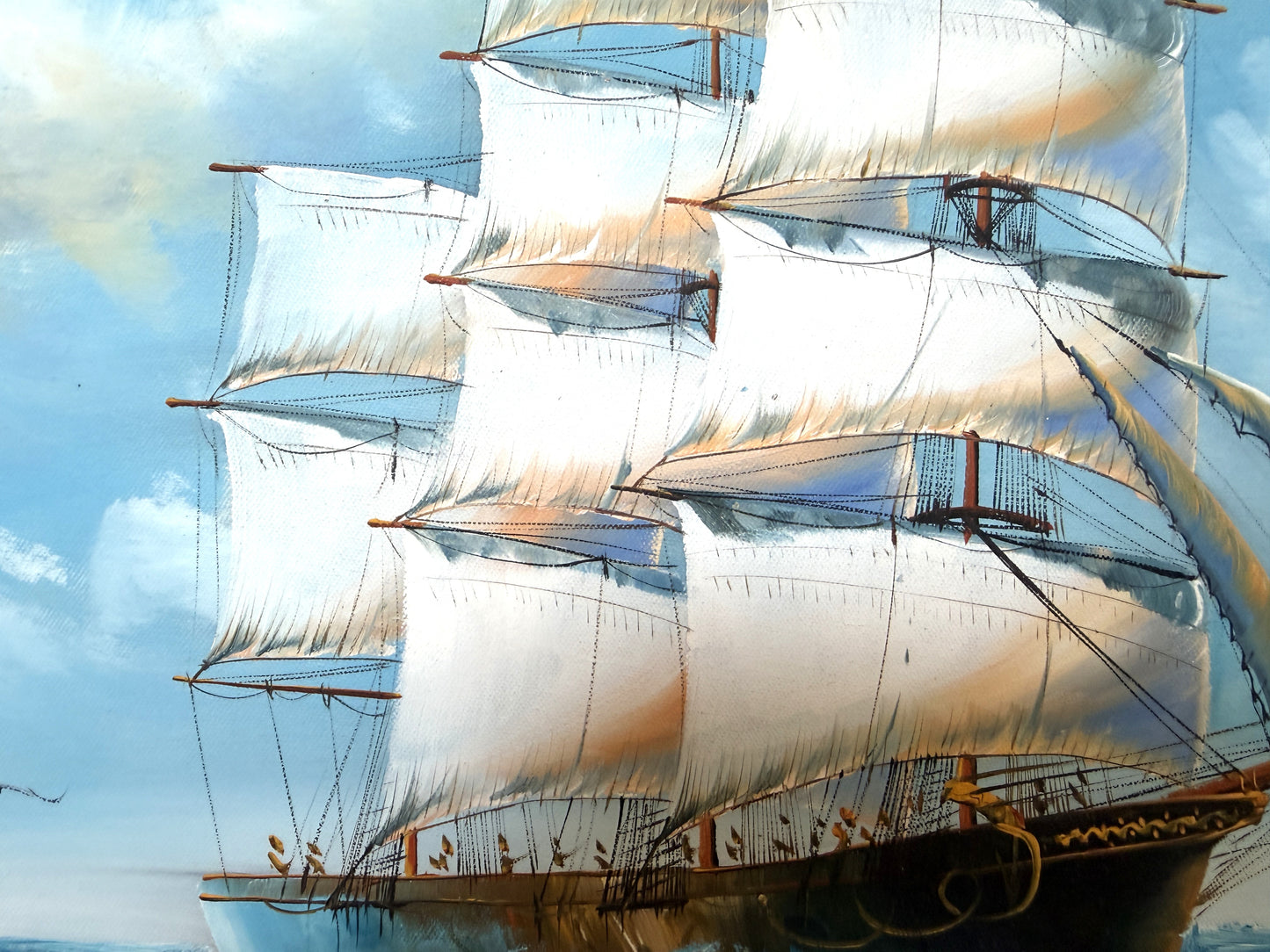 Vintage Oil Painting Tall Ship Seascape Signed K. Dossi Maritime Marine Art