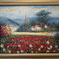 Vintage Impressionist Landscape Oil Painting Floral Meadow Countryside Scene