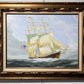 Original Oil painting on canvas, seascape, Sailing Ship, signed M.Downing