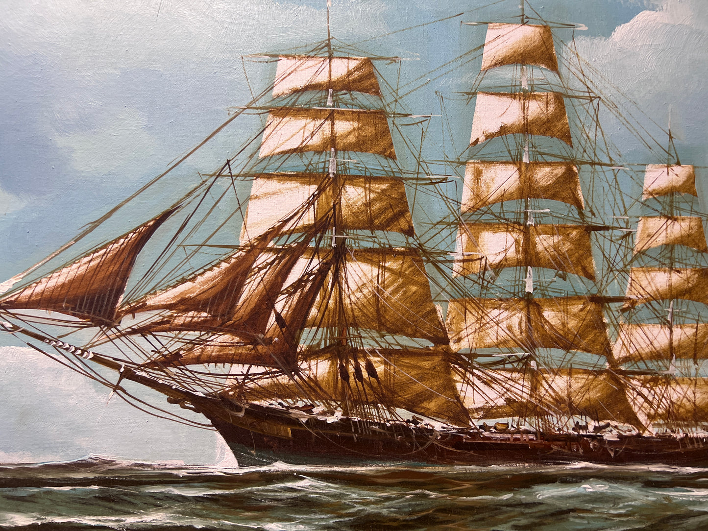 Listed Italian Artist Renato Longanesi Large oil painting on canvas Clipper ship