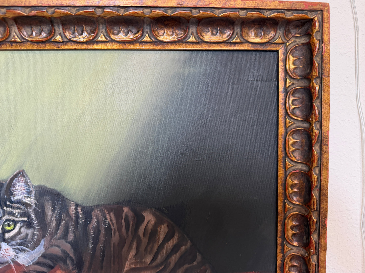 Signed Oil Painting of Three Cats, Cat Lover Wall Art, Framed Feline Portrait