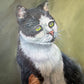 Signed Oil Painting of Three Cats, Cat Lover Wall Art, Framed Feline Portrait